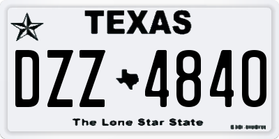 TX license plate DZZ4840
