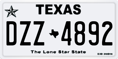 TX license plate DZZ4892