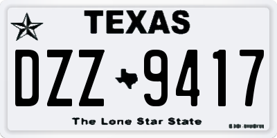 TX license plate DZZ9417