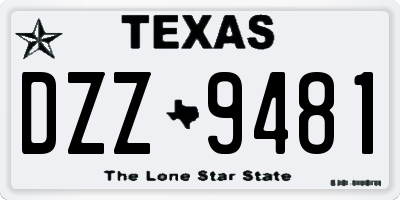TX license plate DZZ9481