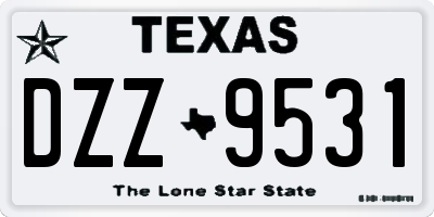 TX license plate DZZ9531