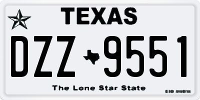 TX license plate DZZ9551