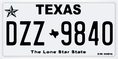 TX license plate DZZ9840