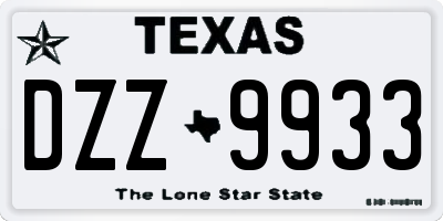 TX license plate DZZ9933