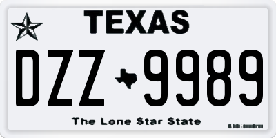 TX license plate DZZ9989