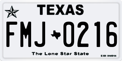 TX license plate FMJ0216