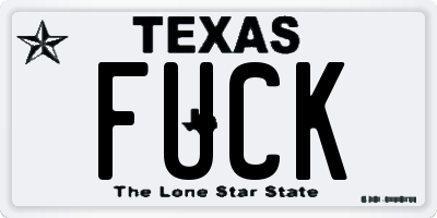 TX license plate FUCK