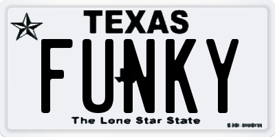 TX license plate FUNKY