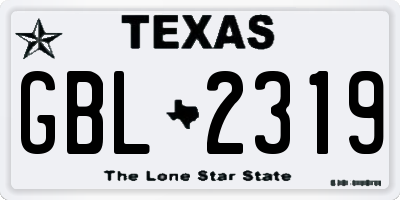 TX license plate GBL2319
