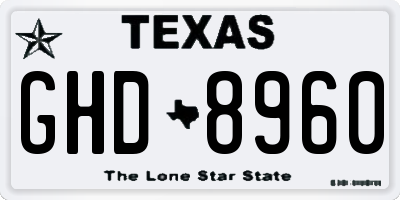 TX license plate GHD8960