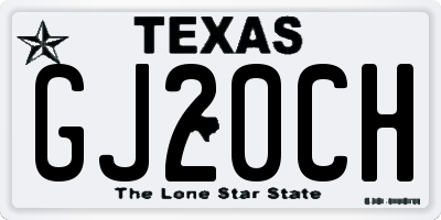 TX license plate GJ20CH