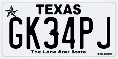 TX license plate GK34PJ