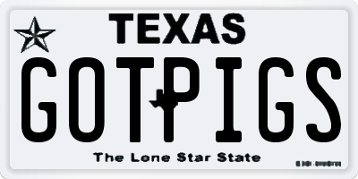 TX license plate GOTPIGS