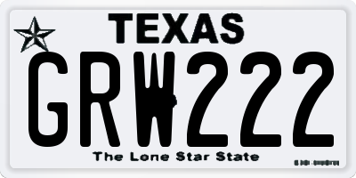 TX license plate GRW222