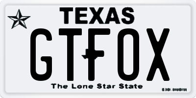TX license plate GTFOX