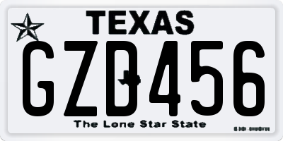 TX license plate GZD456