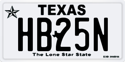 TX license plate HB25N