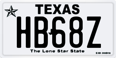 TX license plate HB68Z