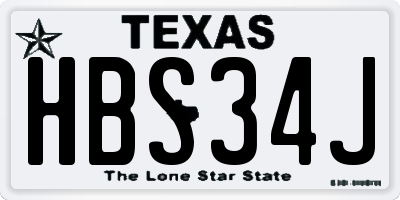 TX license plate HBS34J