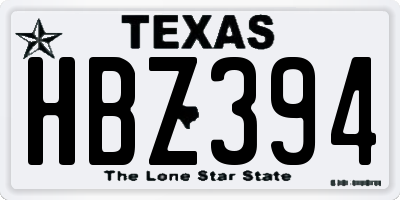 TX license plate HBZ394