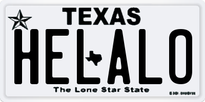 TX license plate HELALO