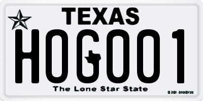 TX license plate HOG001
