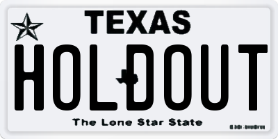 TX license plate HOLDOUT