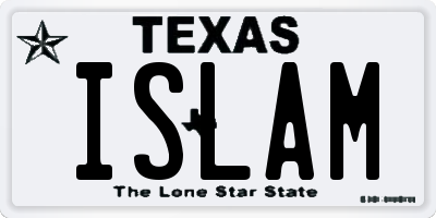 TX license plate ISLAM