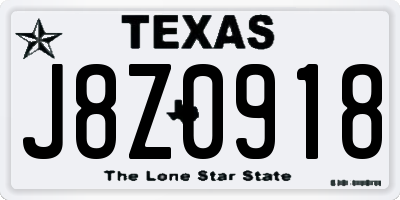 TX license plate J8Z0918
