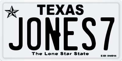 TX license plate JONES7