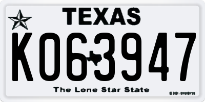TX license plate K063947