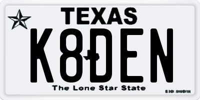 TX license plate K8DEN