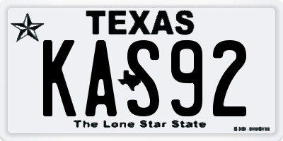 TX license plate KAS92