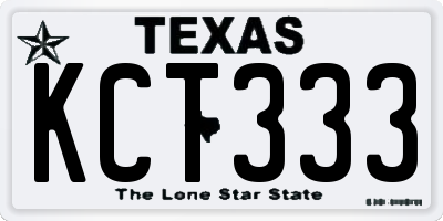 TX license plate KCT333