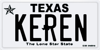 TX license plate KEREN