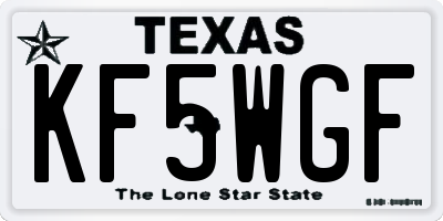 TX license plate KF5WGF