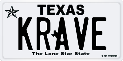 TX license plate KRAVE