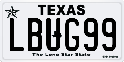 TX license plate LBUG99