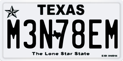 TX license plate M3N78EM