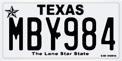 TX license plate MBY984