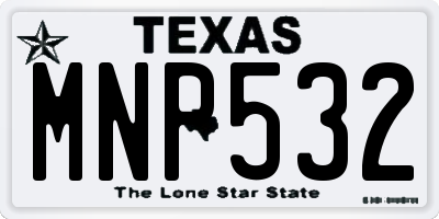 TX license plate MNP532