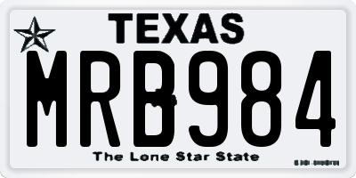 TX license plate MRB984