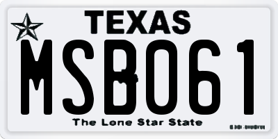 TX license plate MSB061