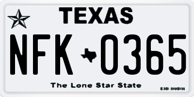 TX license plate NFK0365