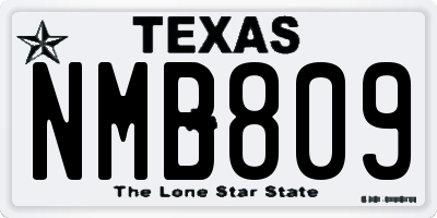 TX license plate NMB809