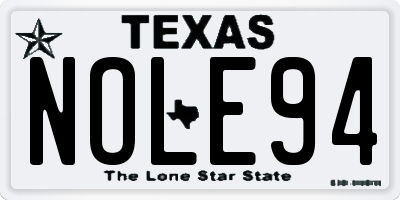 TX license plate NOLE94
