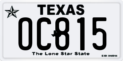 TX license plate OC815