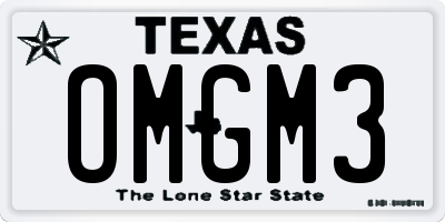 TX license plate OMGM3