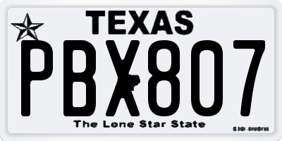 TX license plate PBX807