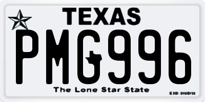 TX license plate PMG996